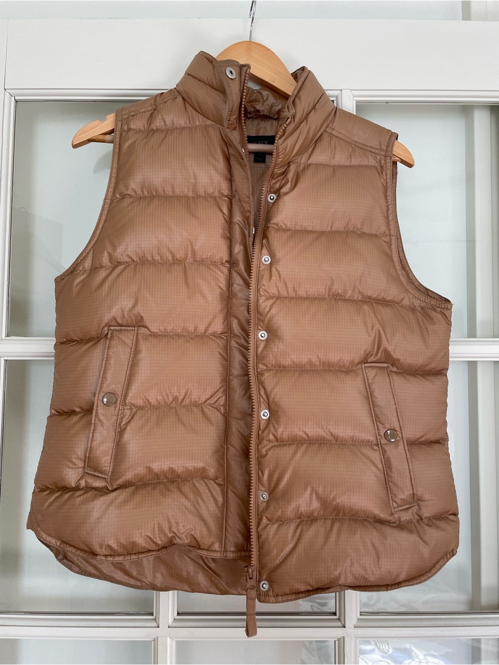 NWT J. Crew Women's Down Shiny Puffer Vest Full Zip B1160 copper brown M